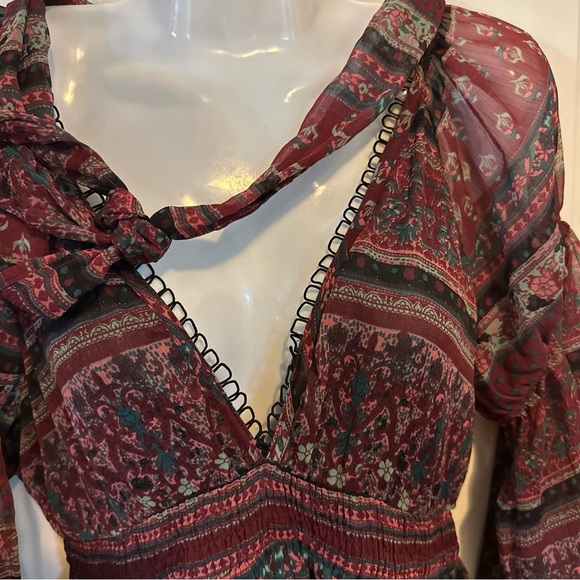 Revolve Boemo Bastille Midi Dress in Maroon Tiered Size Small NWT - Picture 5 of 14